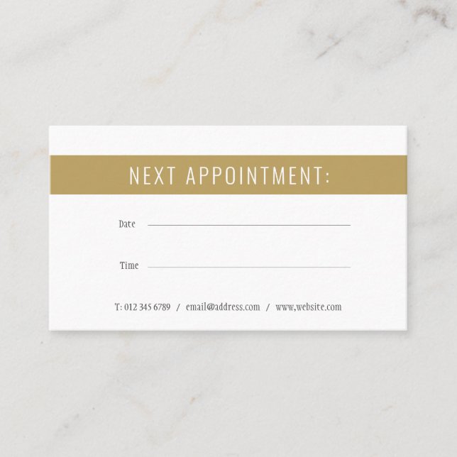 Elegante Minimalistische White Appointment Card Terminkarte (Vorderseite)