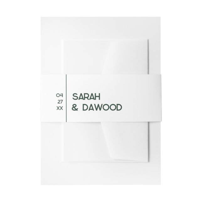 Elegante Minimalistische White Emerald Green Weddi Einladungsbanderole (Vorderseite Beispiel)