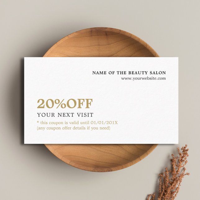 Elegante Minimalistische White Imitats Gold Coupon (Von Creator hochgeladen)