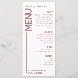 Elegante Minimalistische White Rose Menükarte