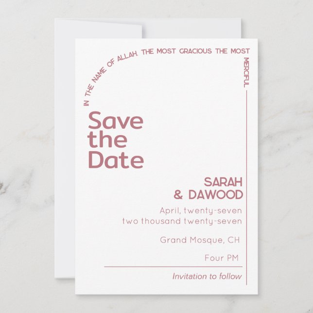 Elegante Minimalistische White Rose Save The Date (Vorderseite)