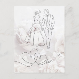 Elegante Minimalistische White Wedding Card Postkarte