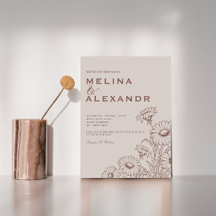 Elegante Minimalistische Wildblume botanische Hoch Einladung