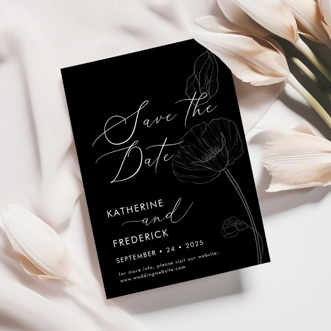 Elegante Minimalistische Wildblumen Save the Date Einladung (Von Creator hochgeladen)