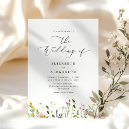 Elegante minimalistische Wildblumenhochzeit Einladung