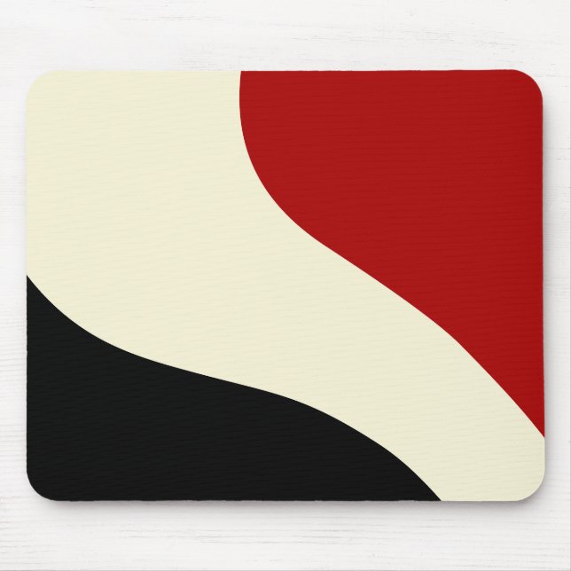 Elegante Minimalwelle in Rot, Schwarz und Cream Mousepad (Vorne)