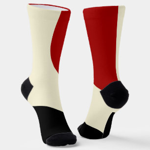 Elegante Minimalwelle in Rot, Schwarz und Cream Socken