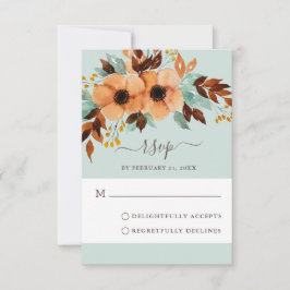 Elegante Mint Green Floral Wedding RSVP Card Hinweiskarte