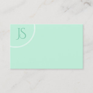 Elegante Mint Green Moderne Monogram einfache Vorl Visitenkarte
