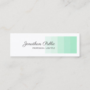 Elegante Mint Green White Handwriting Script Moder Mini Visitenkarte