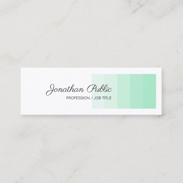 Elegante Mint Green White Handwriting Script Moder Mini Visitenkarte (Vorderseite)
