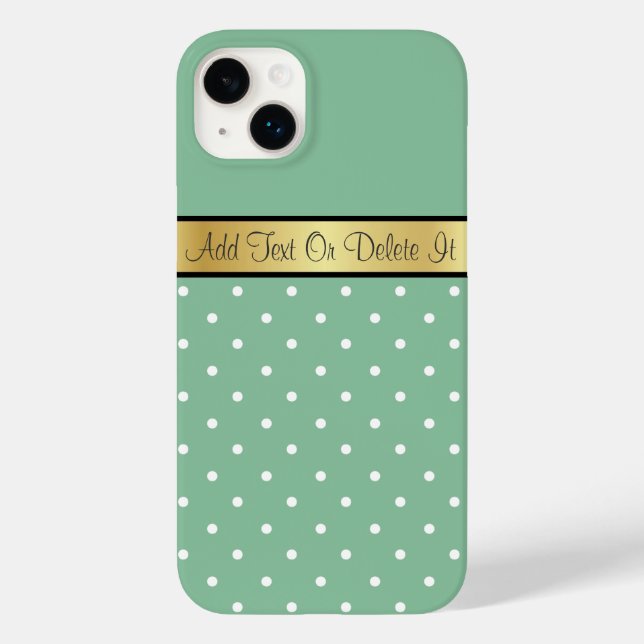Elegante Mint Green & White Polka Dots Gold Ribbon Case-Mate iPhone Hülle (Rückseite)