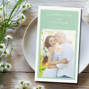 Elegante mintgrüne Hochzeit personalisiertes Foto Serviette