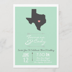 Elegante mintgrüne Texas-Hochzeitseinladung Einladung