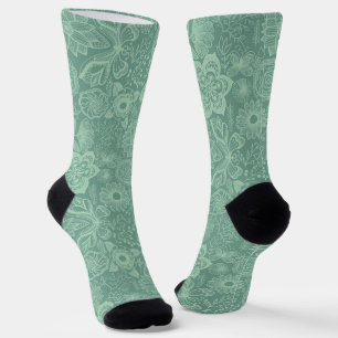 Elegante, mintgrüne Töne Retro-Blumenspitze Socken