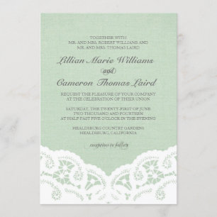 Elegante Minz-Spitzen-Hochzeitseinladung Einladung