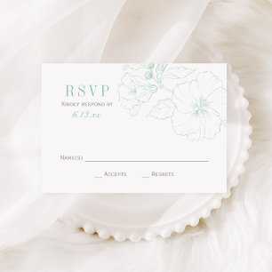 Elegante Minze-Hibiskus-Blumen-Hochzeit RSVP Karte