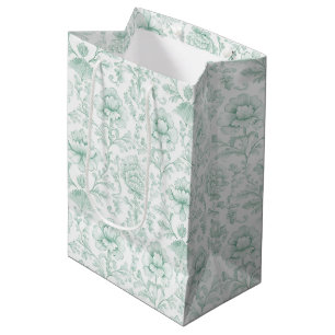 Elegante Minze Weiße Pfirsich Blumen Hochzeit Mittlere Geschenktüte