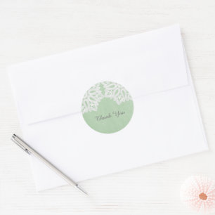 Elegante Minzgrüne Spitzen-Dankeschön-Aufkleber Runder Aufkleber