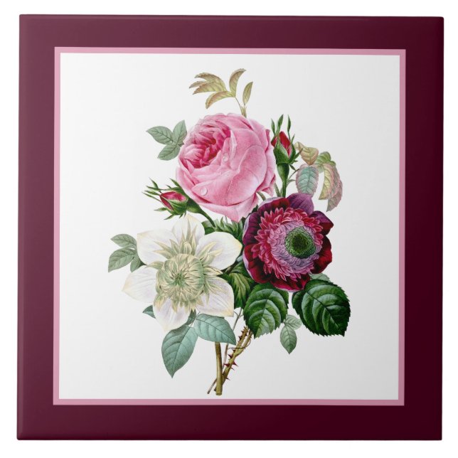 Elegante Mischung aus Vintager Blume Fliese (Vorderseite)