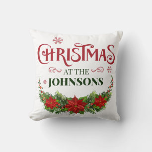 Elegante Mistelzweig-Weihnachtsferien Familienname Kissen