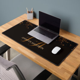 Elegante Mit Monogramm Black Gold Galaxy Schreibti Schreibtischunterlage