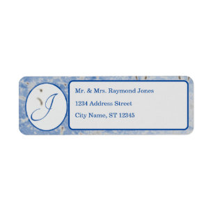 Elegante Mit Monogramm Blue and Gray Rücksendeadre