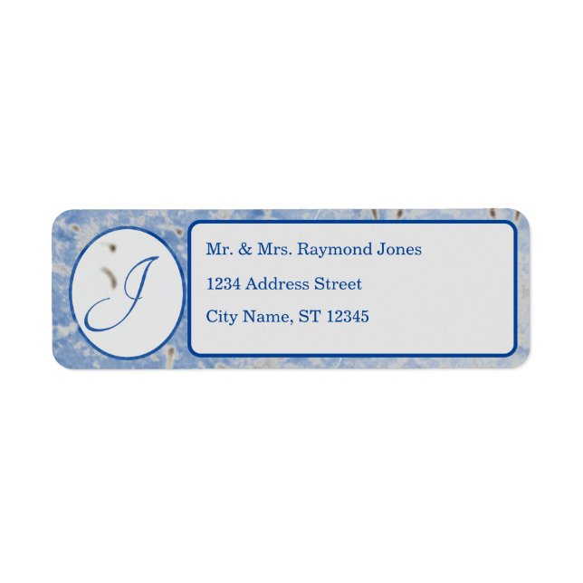 Elegante Mit Monogramm Blue and Gray Rücksendeadre (Vorne)