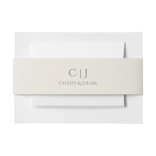 Elegante Mit Monogramm Elfenbeinhochzeit Einladungsbanderole