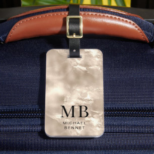 Elegante Mit Monogramm Elfenbeinküste Pearl Textur Gepäckanhänger