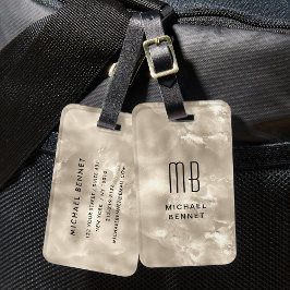 Elegante Mit Monogramm Elfenbeinküste Pearl Textur Gepäckanhänger