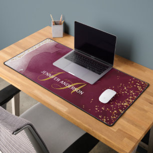 Elegante Mit Monogramm Gold Burgundy Schreibtischm Schreibtischunterlage