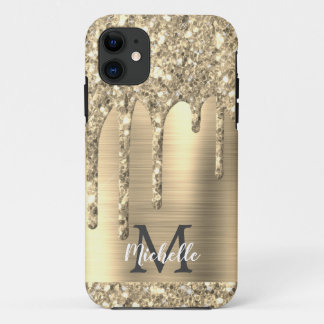 Elegante Mit Monogramm Gold Glitzer Tropfen Gold M Case-Mate iPhone Hülle