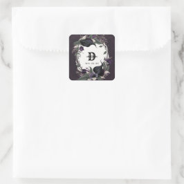 Elegante Mit Monogramm gotische Hochzeit Quadratischer Aufkleber