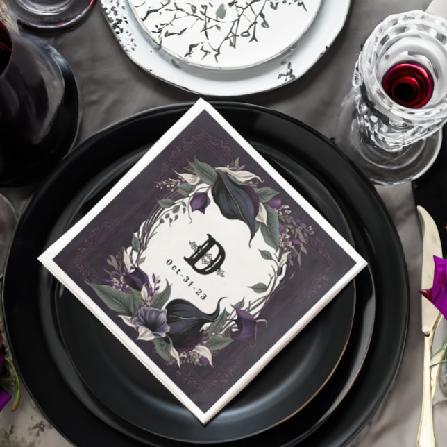 Elegante Mit Monogramm gotische Hochzeit Serviette (Von Creator hochgeladen)