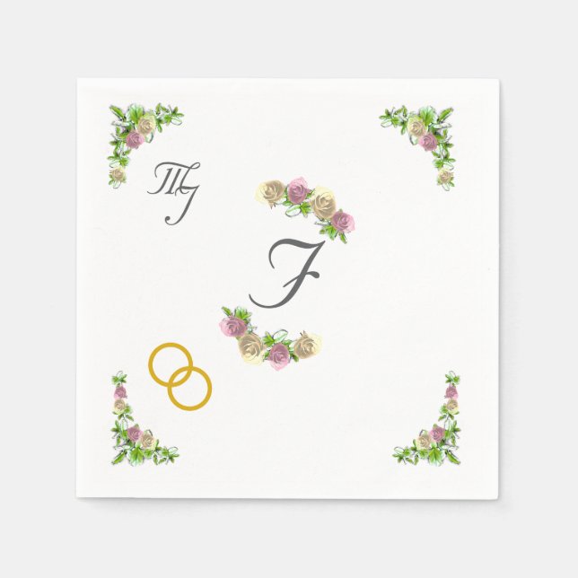 Elegante Mit Monogramm Hochzeit Serviette (Vorderseite)