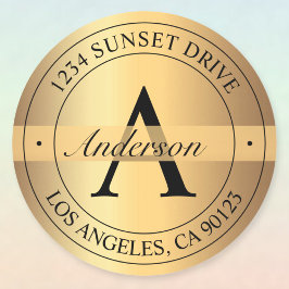 Elegante Mit Monogramm Imitate Gold Schwarze Rücks Runder Aufkleber