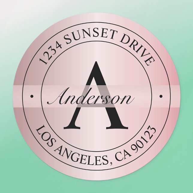 Elegante Mit Monogramm Imitate Rose Gold Wasserdic Etiketten (Von Creator hochgeladen)