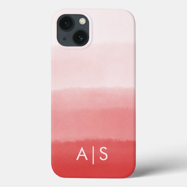 Elegante Mit Monogramm Initialen verblasst Coral R Case-Mate iPhone Hülle (Rückseite)