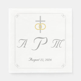 Elegante Mit Monogramm katholische Hochzeit Serviette