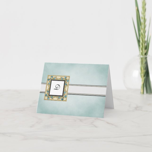 Elegante Mit Monogramm Mitteilungskarten (Vorderseite)