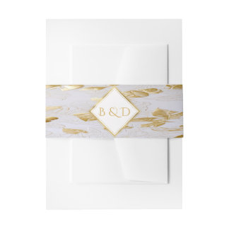 Elegante Mit Monogramm Monstera Gilded Gold Weddin Einladungsbanderole