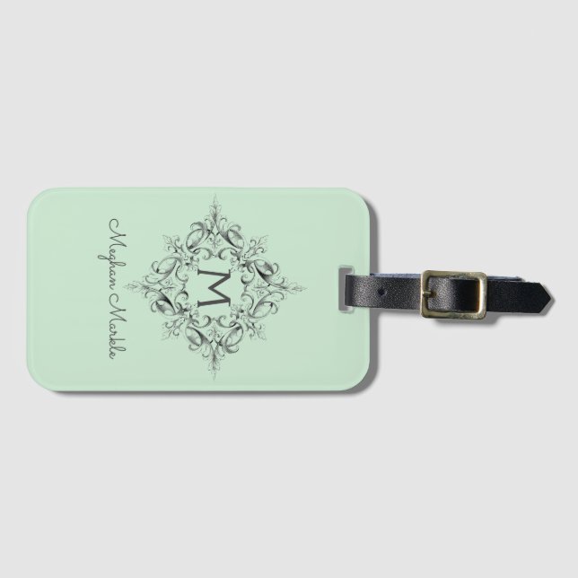 Elegante Mit Monogramm Pastellfarben Gepäckanhänger (Vorderseite (Horizontal))