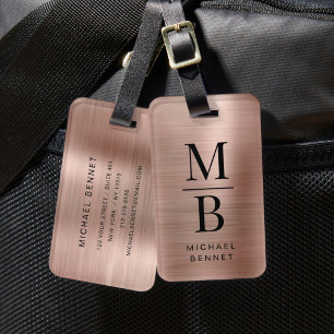 Elegante Mit Monogramm Rose Gold gegossen Metallic Gepäckanhänger