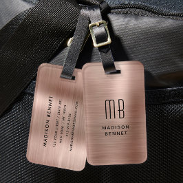 Elegante Mit Monogramm Rose Gold gegossen Metallic Gepäckanhänger