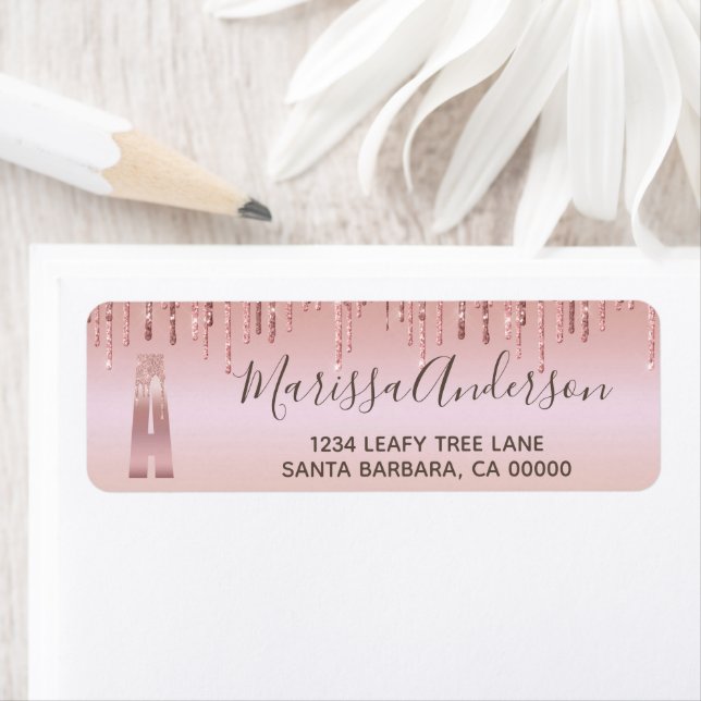 Elegante Mit Monogramm Rose Gold Glitzer Girly (Insitu)