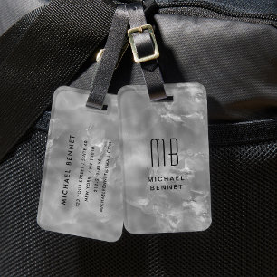 Elegante Mit Monogramm Silber Gray Liquid Ink Text Gepäckanhänger