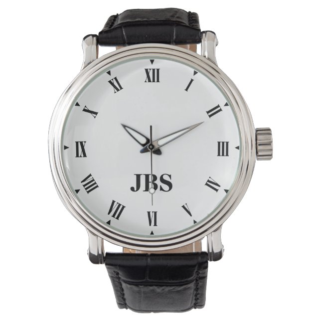 Elegante Mit Monogramm Uhr mit römischer Nummer (Vorderseite)