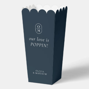 Elegante Mitternachtsblaue Monogramm-Popcorn-Gesch Geschenkschachtel