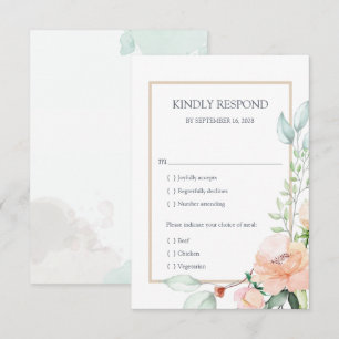 Elegante Mittsommer-Aquarell-Blumen   Essensauswah RSVP Karte